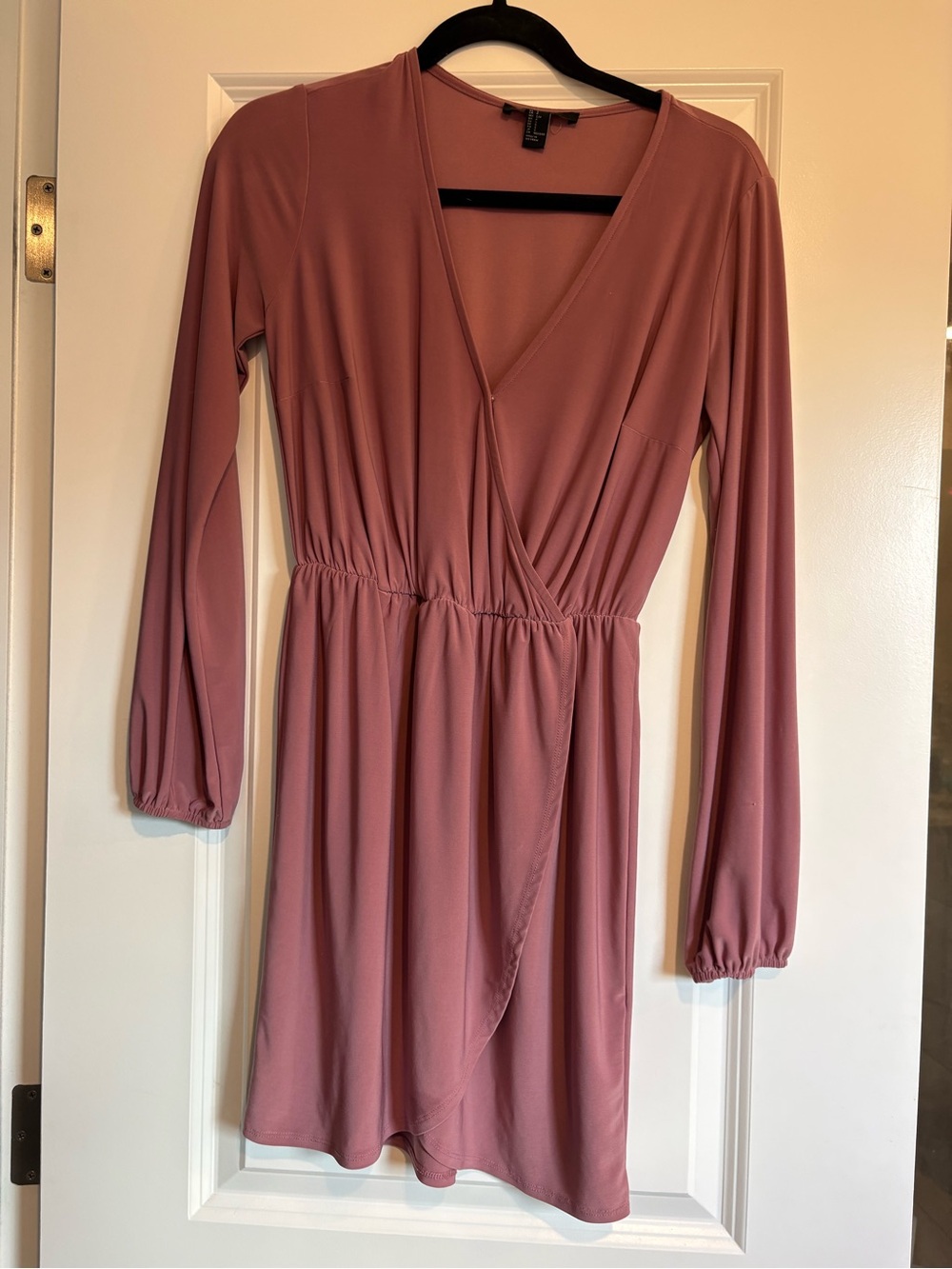 Long Sleeve Wrap Dress in Dusty Rose